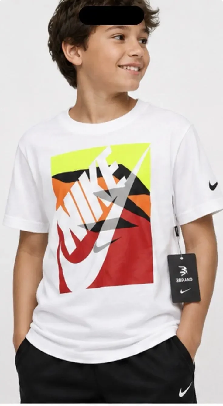 3BRAND Russell Wilson Nike Boys L White Graphic T-Shirt Swoosh NWT